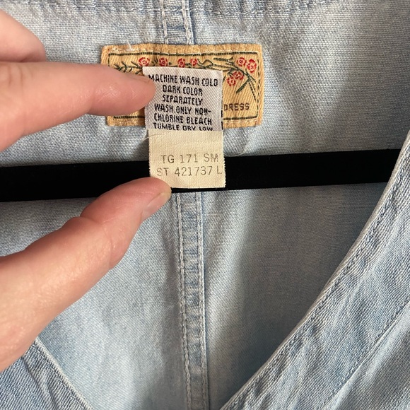 Sostanza Light Blue Denim Dress Size Small Country Western‎ Cottagecore Garden - Picture 4 of 5